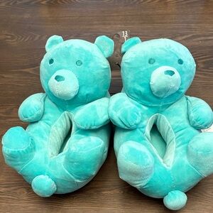 Cute Teal Bear Slippers